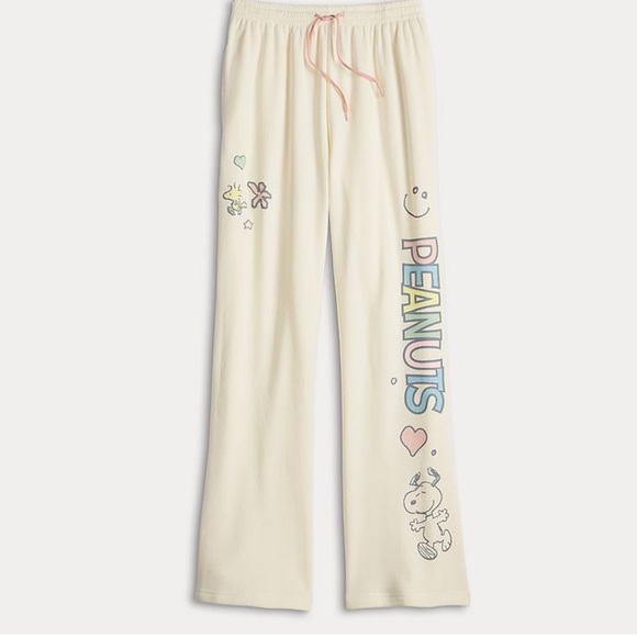 🆕 Peanuts Snoopy Woodstock Sweatpants Wide Leg Junior Size Medium - Picture 1 of 8